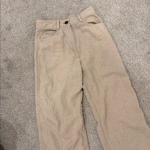 Zara Natural Beige Linen-Blend Trousers